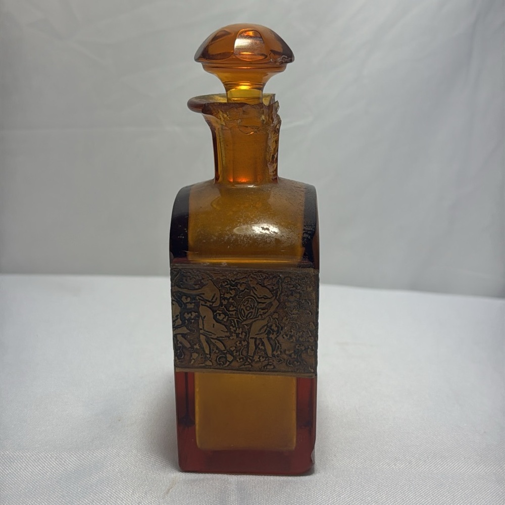 Moser Signed Art Nouveau Amber Glass Decorative Bottle - Picture 3 of 14